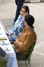 LILY COLLINS Filming a Lunch Scene for Emily in Paris in- Rome 05/08/2025
