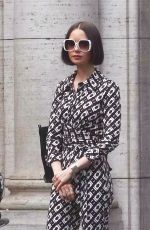 LILY COLLINS Filming a Scene Outside Fendi Store for Emily in Paris in Rome 05/08/2025