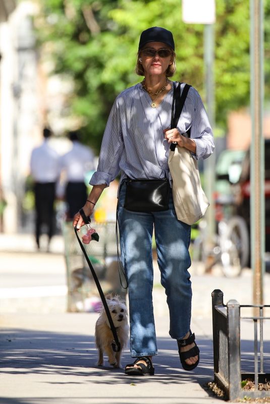 NAOMI WATTS Out with Her Dog in Tribeca in New York 06/05/2025