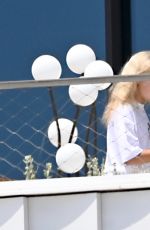 SABRINA CARPENTER on Her Hotel Balcony in Barcelona 06/07/2025
