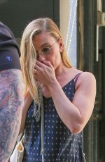 SCARLETT JOHANSSON in a Navy Polka Dot Dress as Out in New York 06/25/2025