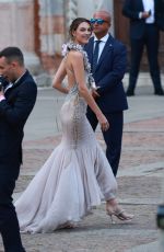 VITTORIA CERETTI Boards a Water Taxi en Route to Jeff Bezos Pre-wedding Dinner in Venice 06/26/2025