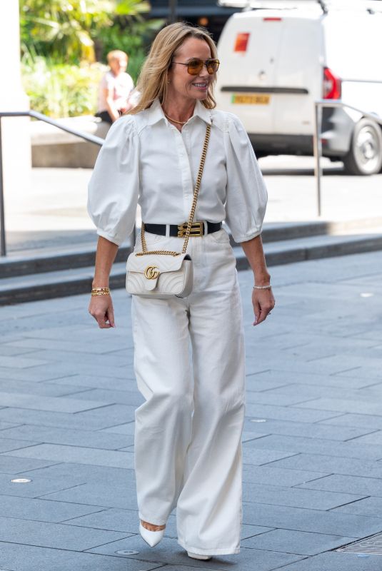 AMANDA HOLDEN Wears All-white Look Leaves Global Studios in London 07/04/2025
