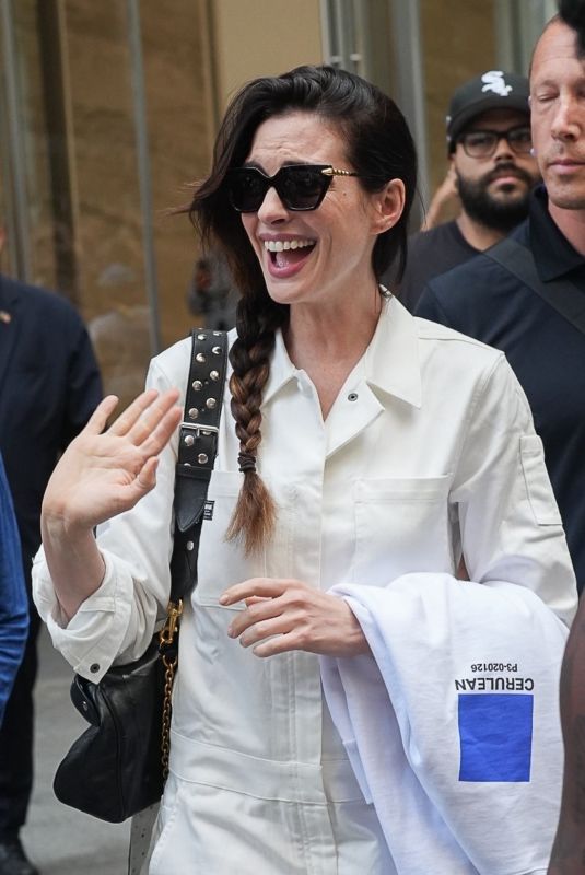 ANNE HATHAWAY at the Set of The Devil Wears Prada 2 in New York 07/24/2025