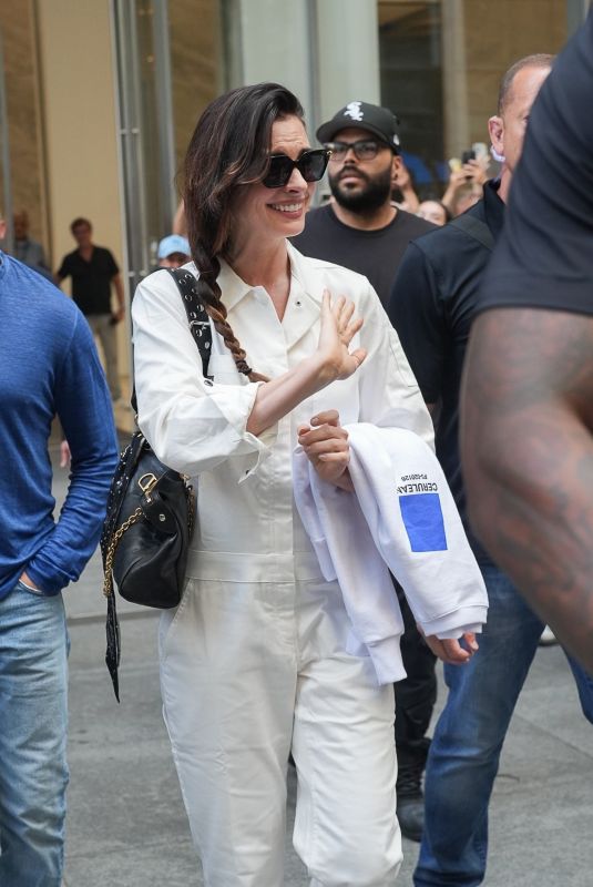 ANNE HATHAWAY on the Set of The Devil Wears Prada 2 in New York City 07/24/2025