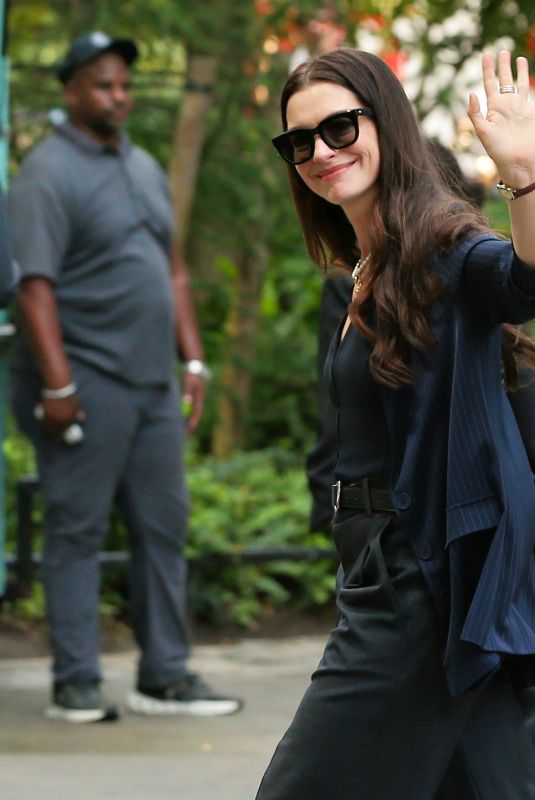 ANNE HATHAWAY on the Set of The Devil Wears Prada 2 in New York City 07/29/2025