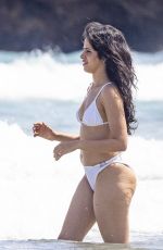 CAMILA CABELLO in a White Bikini at a Beach in Ibiza 07/23/2025