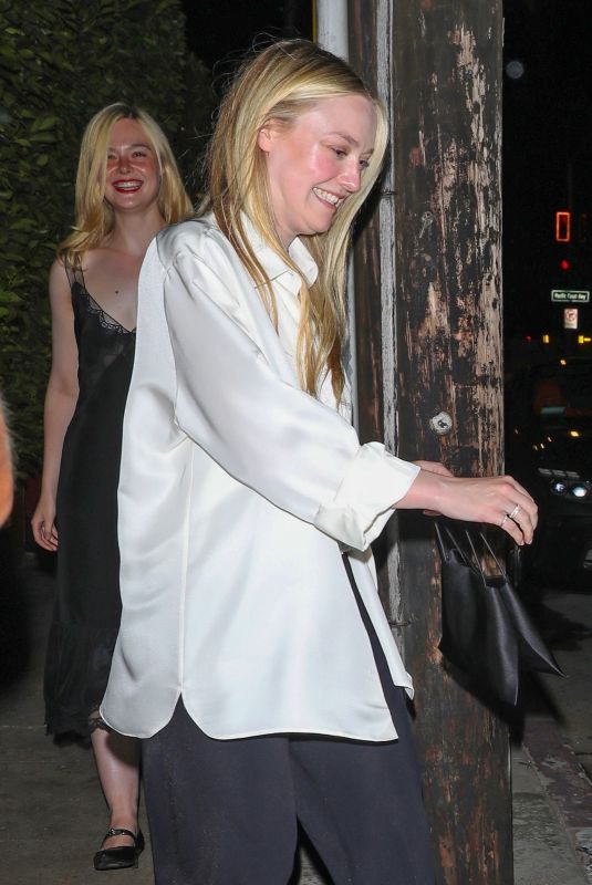 ELLE and DAKOTA FANNING Leaves Dinner at Giorgio Baldi in Santa Monica 07/15/2025