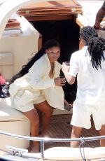 HALLE BAILEY in Bikini at Boat Day with Scott Bridgeway in Positano 06/28/2025