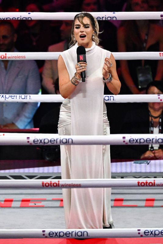 JOANNA JOJO LEVESQUE Sings National Anthem at Katie Taylor vs Amanda Serrano 3 at Madison Square Garden in New York City 07/11/2025