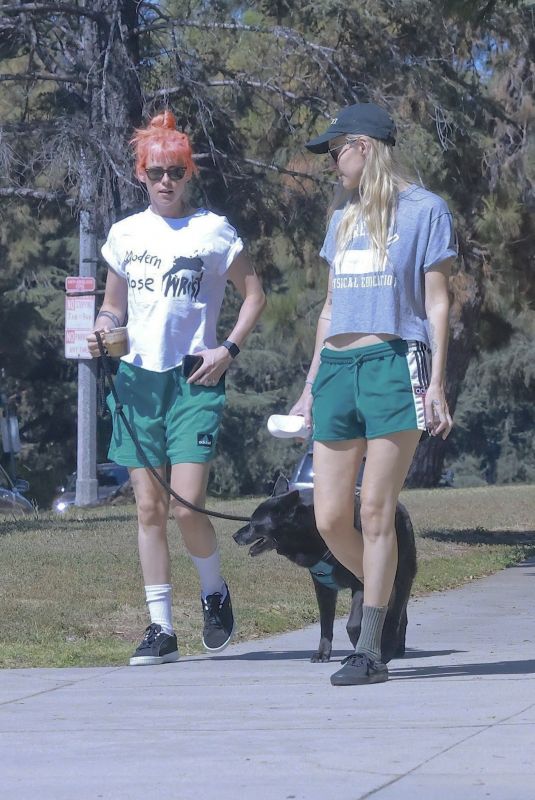 KRISTEN STEWART and DYLAN MEYER Out with Their Dog in Los Feliz 07/27/2025