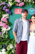 LILY COLLINS at Wimbledon in London 07/06/2025
