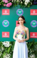 LILY COLLINS at Wimbledon in London 07/06/2025