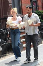 MEGHAN FAHY and Penn Badgley on the Set of You Deserve Each Other in Brooklyn 07/11/2025