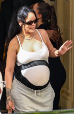 Pregnant RIHANNA and A$AP Rocky Leaves Le Royal Monceau Hotel in Paris 07/03/2025
