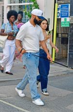 RACHEL ZEGLER and Nathan Louis Out with Their Dog in London 07/20/2025