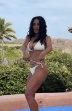 SALMA HAYEK Dancing in a White Bikini 07/23/2025