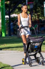 SKAI JACKSON Out with Her Baby in Los Angeles 07/16/2025