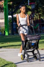 SKAI JACKSON Out with Her Baby in Los Angeles 07/16/2025