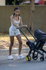 SKAI JACKSON Out with Her Baby in Los Angeles 07/16/2025