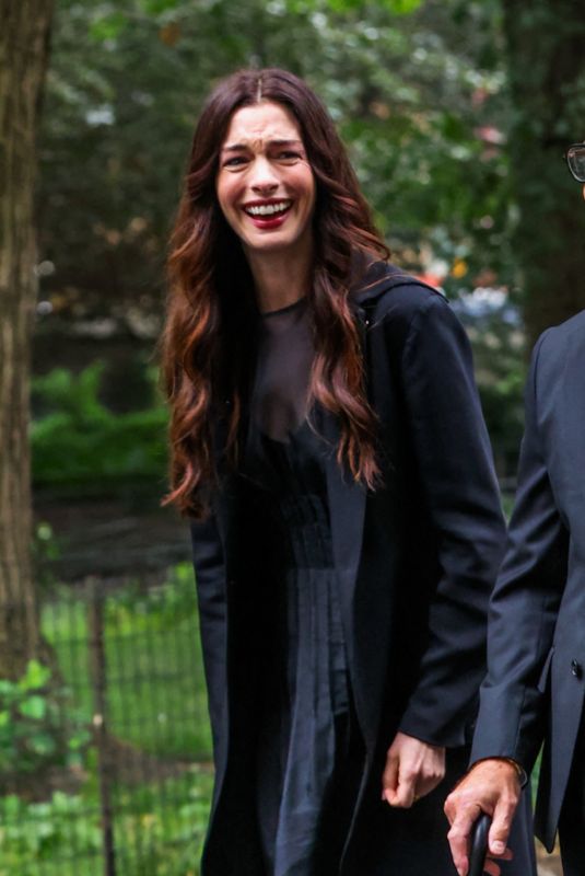 ANNE HATHAWAY on the Set of The Devil Wears Prada 2 in New York 08/20/2025