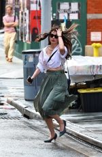 ANNE HATHAWAY on the Set of The Devil Wears Prada 2 in New York City 08/07/2025