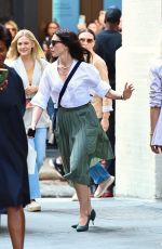 ANNE HATHAWAY on the Set of The Devil Wears Prada 2 in New York City 08/07/2025