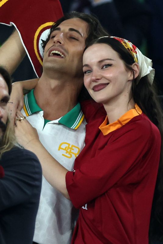 DOVE CAMERON and Damiano David at Serie A 2025-26 Season Opener Between AS Roma and Bologna FC 1909 in Rome 08/23/2025