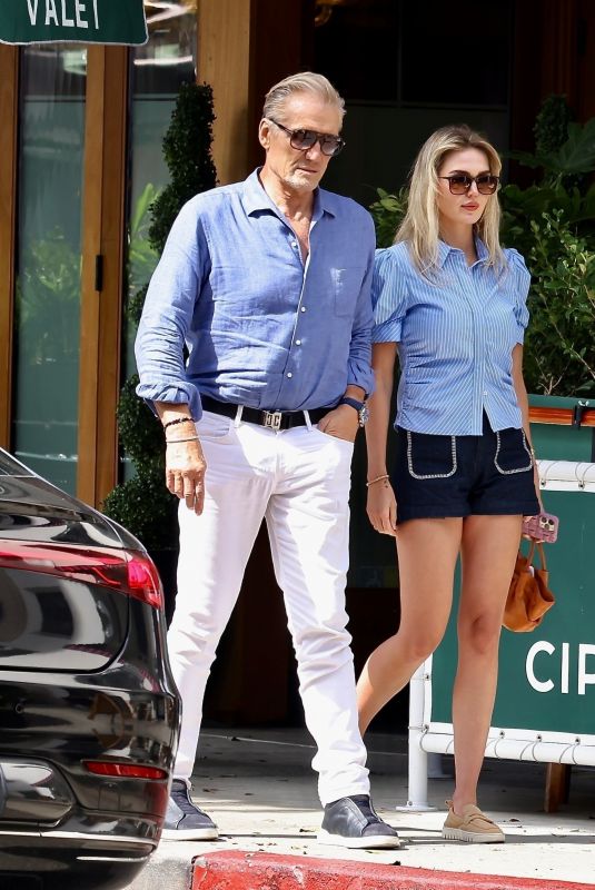 EMMA KROKDAL and Dolph Lundgren Out for Lunch at Cipriani in Beverly Hills 08/21/2025