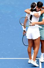 EMMA RADUCANU and Carlos Alcaraz at First Round of US Open Mixed Doubles at Flushing Meadows 08/19/2025