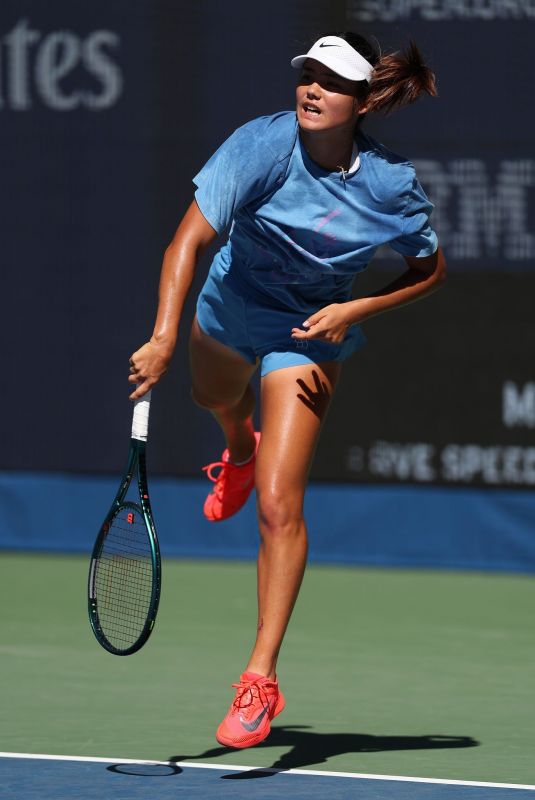 EMMA RADUCANU at a Practice Session Ahead of US Open at Flushing Meadows 08/23/2025