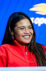 EMMA RADUCANU at a Practice Session on Media Day at US Open at Flushing Meadows 08/22/2025