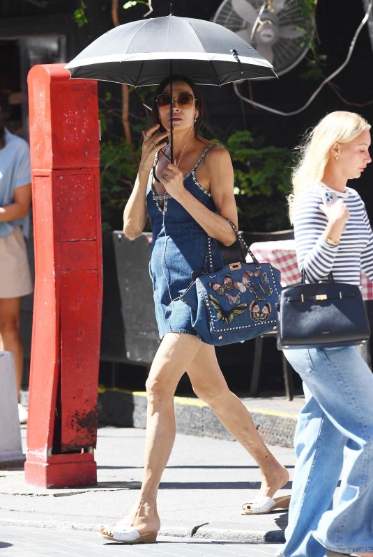 FAMKE JANSSEN in Denim Look Out in New York 08/29/2025
