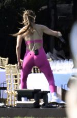 JENNIFER LOPEZ Rehearses in a Pink Jumpsuit at Cala di Volpe Hotel in Costa Smerlada 08/12/2025