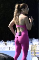 JENNIFER LOPEZ Rehearses in a Pink Jumpsuit at Cala di Volpe Hotel in Costa Smerlada 08/12/2025