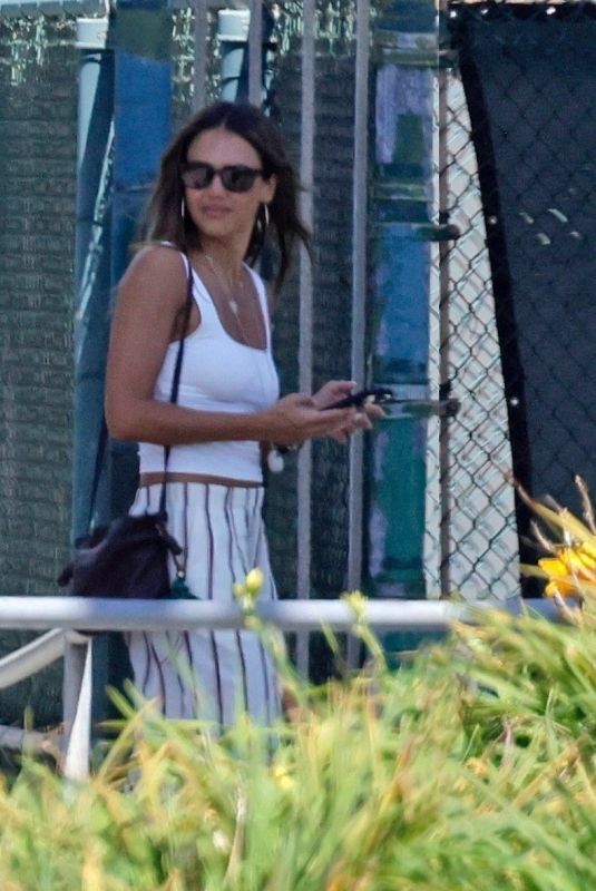 JESSICA ALBA and Cash Warren Meet up at a Park in Los Angeles 08/20/2025