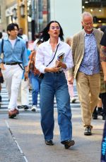 KATY PERRY Out in a White Shirt and Jeans in New York City 08/12/2025