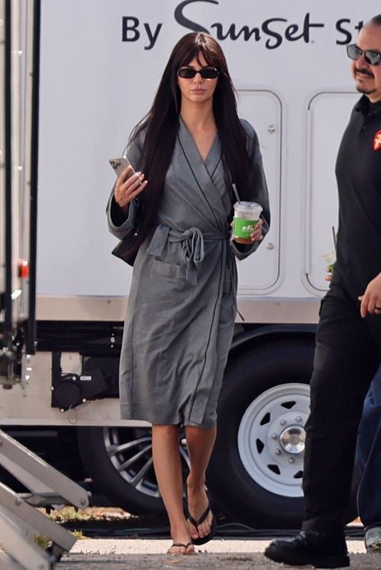 KENDALL JENNER Dons a Wig Behind the Scenes of a Photoshoot in Pasadena 08/17/2025