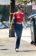KENDALL JENNER in a Red Crop Top and Jeans Out in West Hollywood 08/25/2025