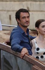 LILY COLLINS Filming Emily in Paris in Venice 08/16/2025