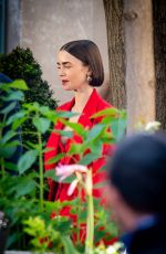 LILY COLLINS on the Set of Emily in Paris in Paris 08/05/2025