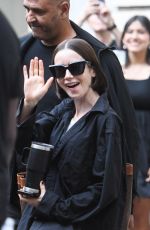 LILY COLLINS on the Set of Emily in Paris in Paris 08/05/2025
