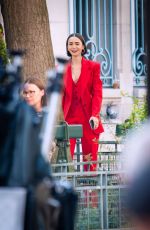 LILY COLLINS on the Set of Emily in Paris in Paris 08/05/2025