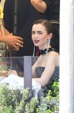 LILY COLLINS on the Set of Emily In Paris in Venice 08/15/2025