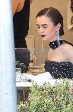 LILY COLLINS on the Set of Emily In Paris in Venice 08/15/2025