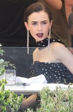 LILY COLLINS on the Set of Emily In Paris in Venice 08/15/2025