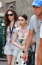 LILY COLLINS on the Set of Emily in Paris in Venice 08/18/2025