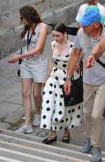 LILY COLLINS on the Set of Emily in Paris in Venice 08/18/2025