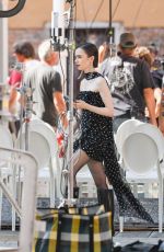 LILY COLLINS on the Set of Emily In Paris in Venice 08/19/2025