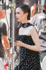 LILY COLLINS on the Set of Emily In Paris in Venice 08/19/2025